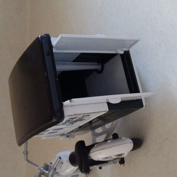 See's Candies Die Cast Metal Black and White Motorcycle Side Car Delivery Wagon - Picture 3 of 8